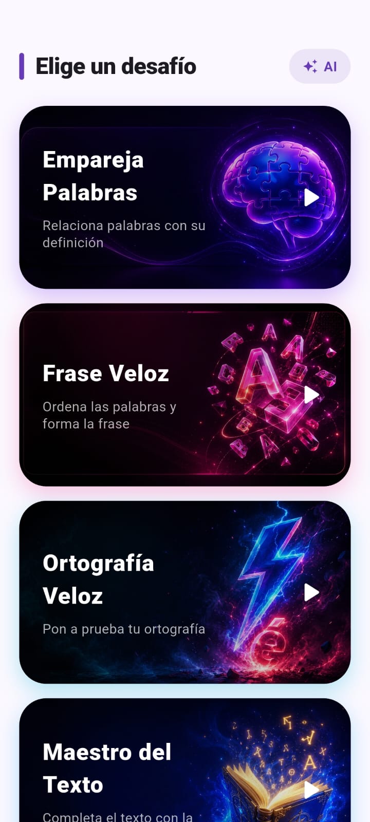 Selección de minijuegos en LeyThra